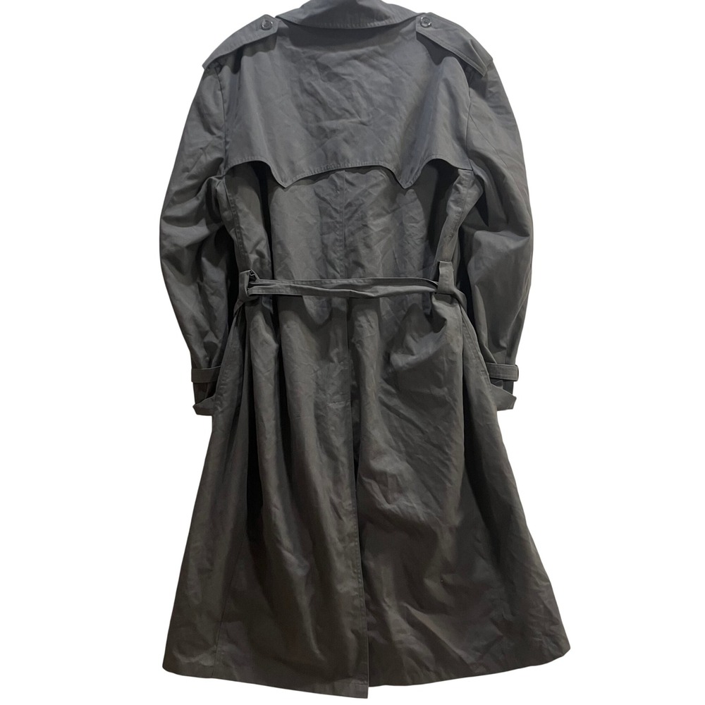Vintage Towncraft Men's Charcoal Grey Double Breasted Belted Trench Coat 42 Tall - Picture 2 of 16